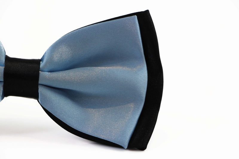 Mens Light Blue Two Tone Layered Bow Tie