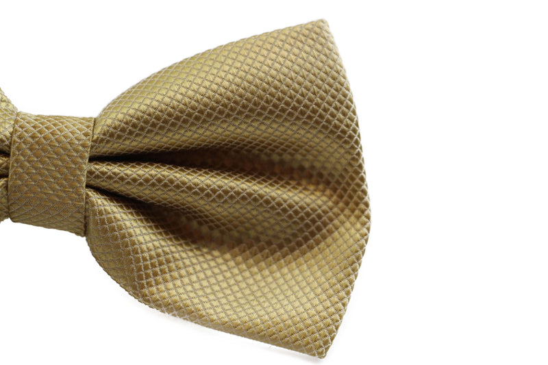 Mens Mustard Yellow Plain Coloured Checkered Bow Tie