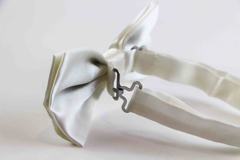 Mens Ivory Solid Plain Colour Bow Tie