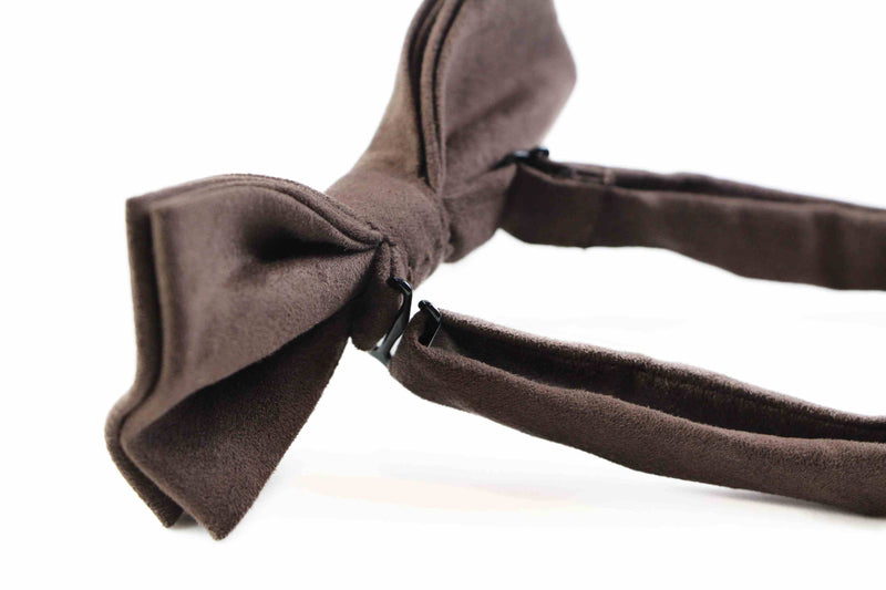 Mens Brown Velvet Plain Colour Bow Tie