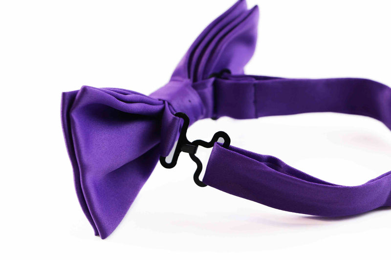 Mens Matt Solid Plain Purple Colour Bow Tie