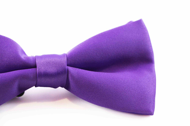 Mens Matt Solid Plain Purple Colour Bow Tie