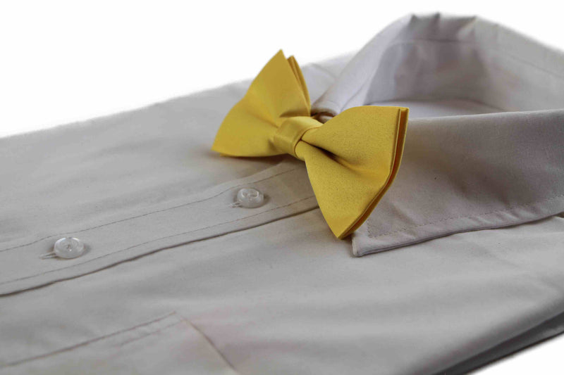 Mens Matt Solid Plain Yellow Colour Bow Tie