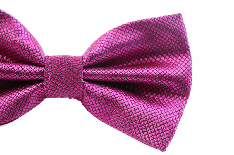 Mens Burgundy Plain Coloured Checkered Bow Tie