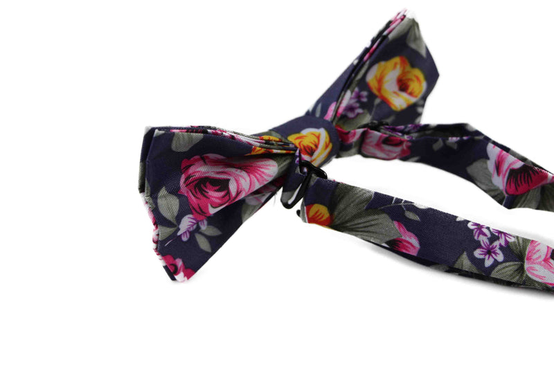 Mens Navy Floral Patterned Bow Tie