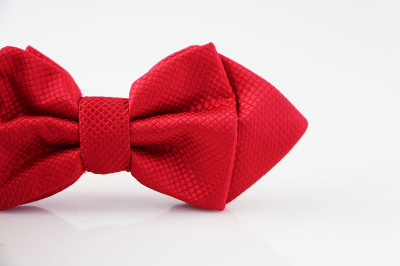 Mens Red Diamond Shaped Checkered Bow Tie