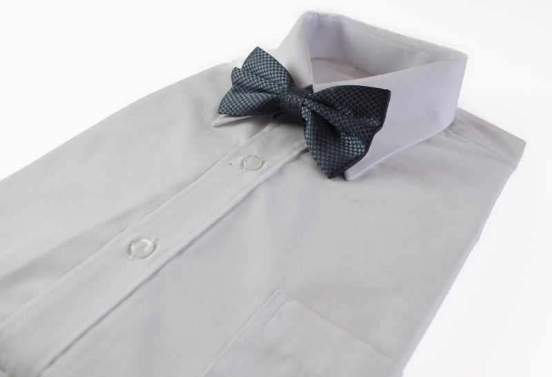 Mens Gunmetal Disco Shine Checkered Patterned Bow Tie