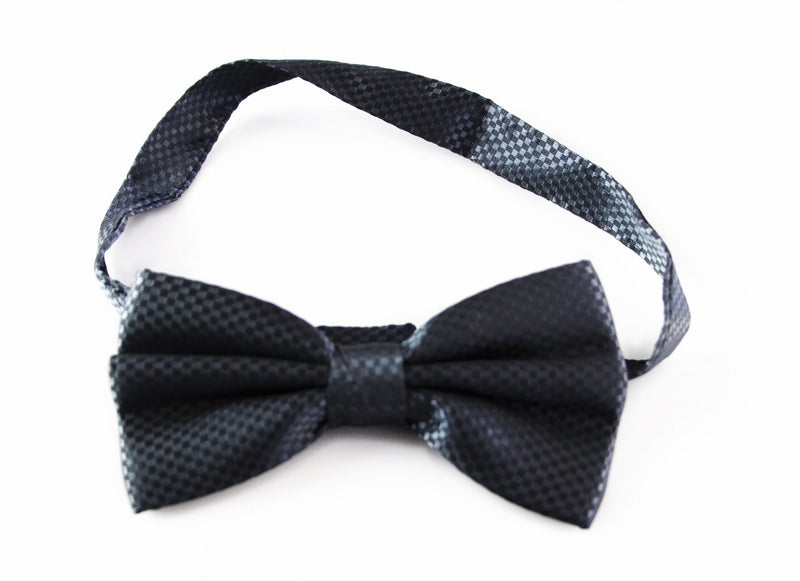 Mens Gunmetal Disco Shine Checkered Patterned Bow Tie