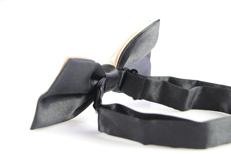 Mens Gold Two Tone Layered Bow Tie