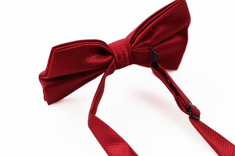 Mens Red Plain Coloured Checkered Bow Tie