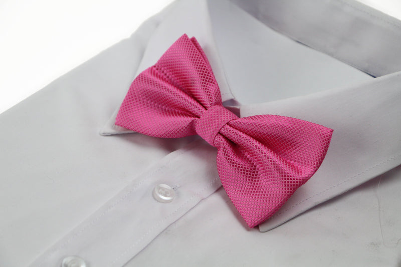 Mens Pink Plain Coloured Checkered Bow Tie