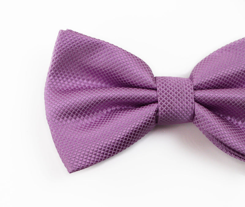 Mens Lilac Plain Coloured Checkered Bow Tie