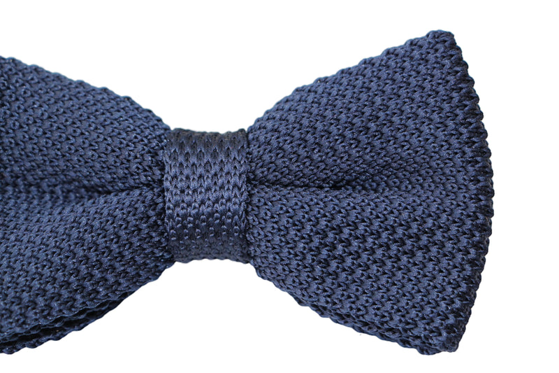 Mens Navy Cross-Hatched Knitted Bow Tie