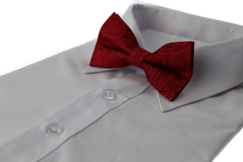 Mens Quality Red Paisley Patterned Bow Tie