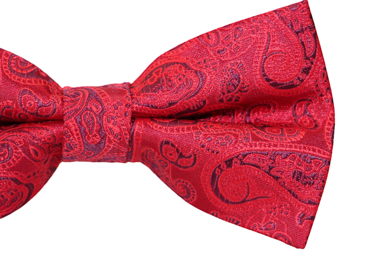 Mens Quality Red Paisley Patterned Bow Tie