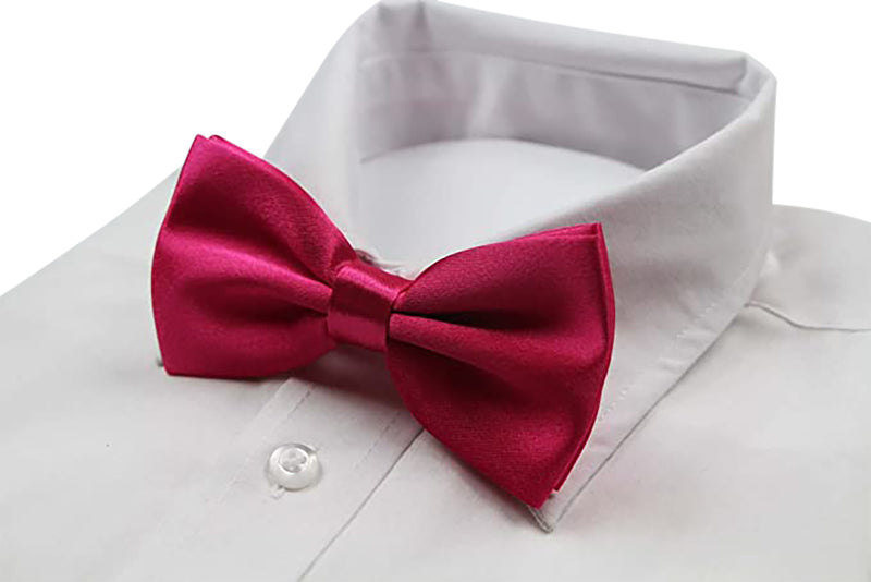 Mens Hot Pink Solid Plain Colour Bow Tie