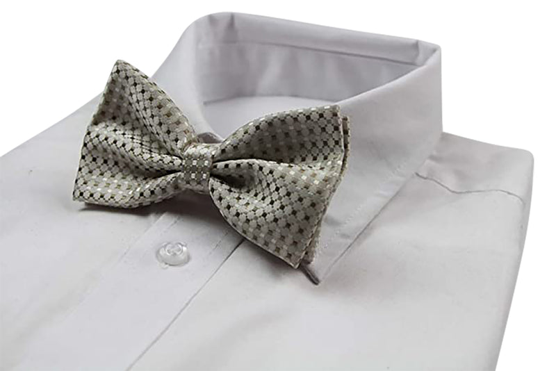 Mens Gold, White & Cream Patterned Bow Tie