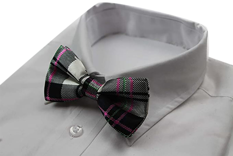 Mens Black & White Colourful Stripe Patterned Bow Tie