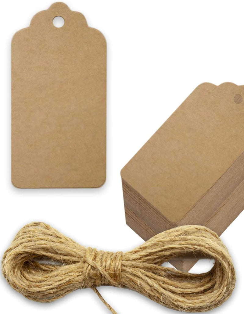 100 X Kraft Tags Brown Diy Paper Gift Tag With Twine