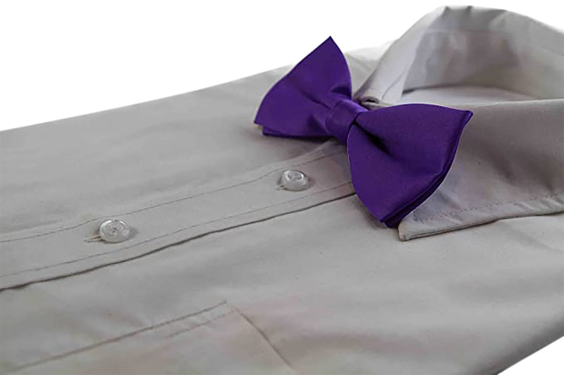 Mens Matt Solid Plain Purple Colour Bow Tie