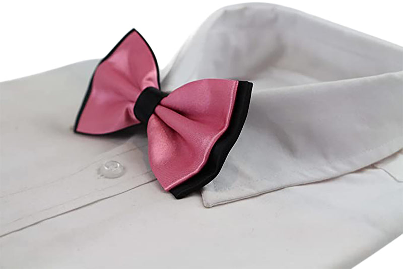 Mens Pink Two Tone Layered Bow Tie