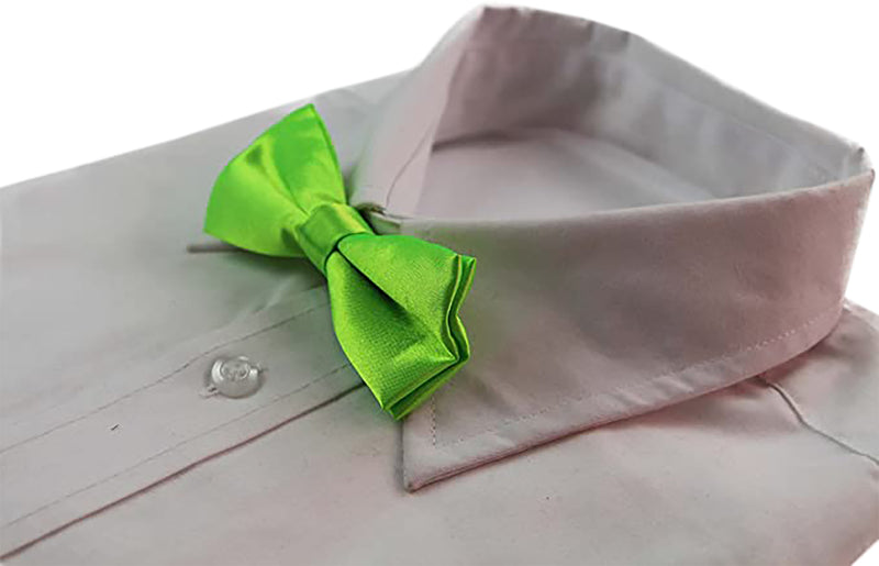 Boys Fluro Green Plain Bow Tie