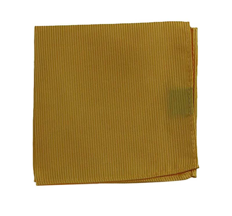 Mens Yellow Striped Silk Pocket Square
