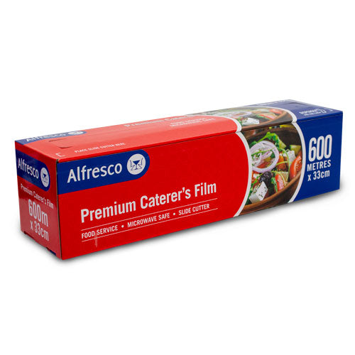 2 x Alfresco Caterer's Packaging Film Food Catering Wrap 33cm X 600M