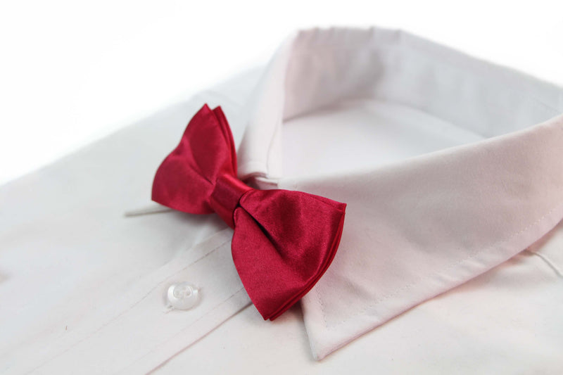 Boys Dark Red Plain Bow Tie