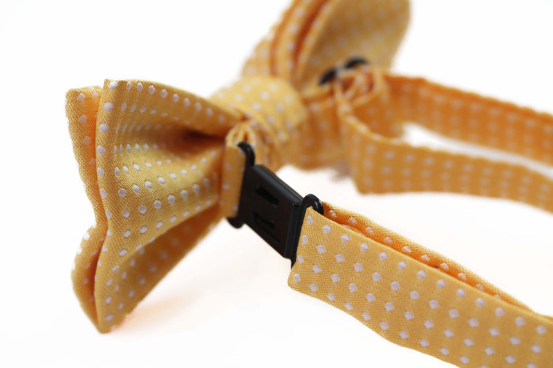 Boys Yellow Bow Tie With White Polka Dots