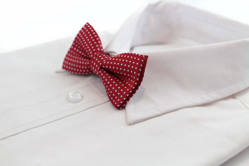 Boys Red Bow Tie With White Polka Dots