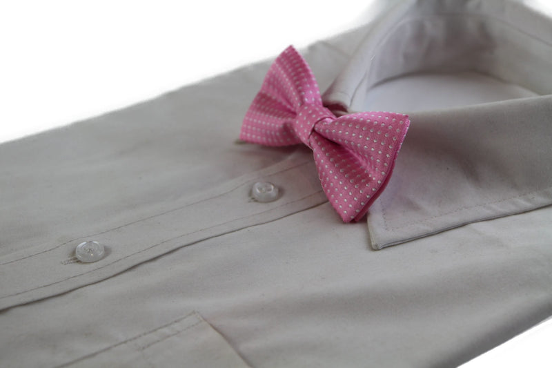 Boys Light Pink Polka Dot Pattern Bow Tie - Zasel Home of Big Brands