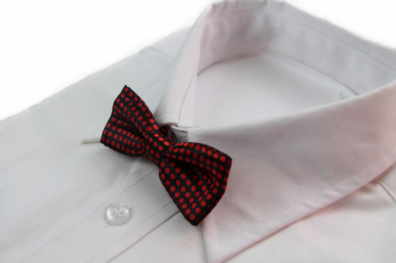 Boys Black With Red Small Polka Dot Patterned Bow Tie - Zasel Home of Big Brands