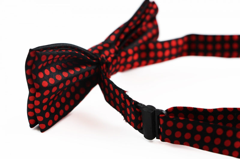 Boys Black With Red Small Polka Dot Patterned Bow Tie - Zasel Home of Big Brands