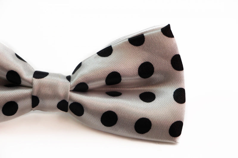 Boys White With Black Small Polka Dot Patterned Bow Tie - Zasel Home of Big Brands