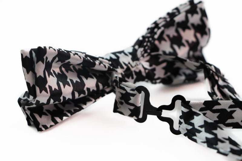 Boys White & Black Houndstooth Patterned Bow Tie - Zasel Home of Big Brands