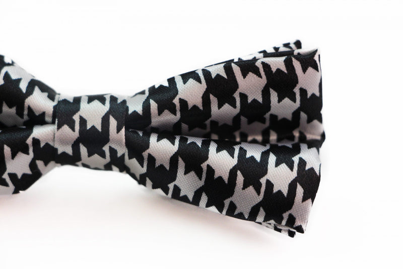 Boys White & Black Houndstooth Patterned Bow Tie - Zasel Home of Big Brands