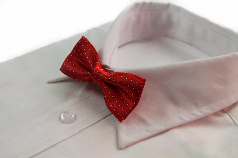 Boys Red With White & Black Dots Patterned Bow Tie - Zasel Home of Big Brands