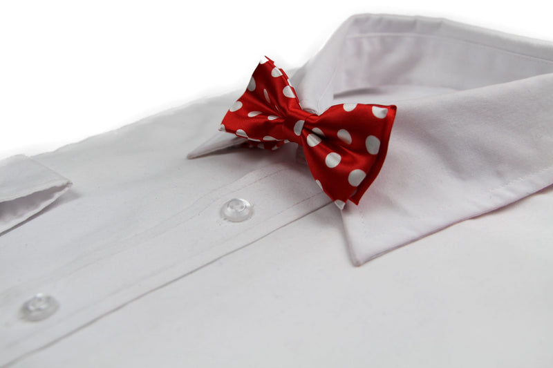 Boys Red With White Large Polka Dots Patterned Bow Tie - Zasel Home of Big Brands