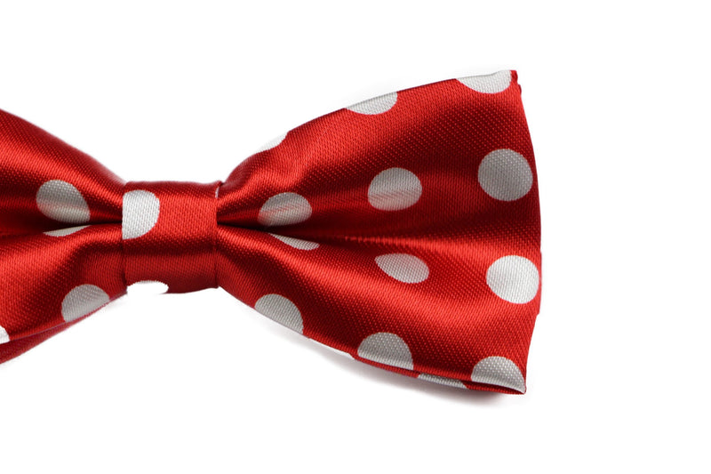 Boys Red With White Large Polka Dots Patterned Bow Tie - Zasel Home of Big Brands
