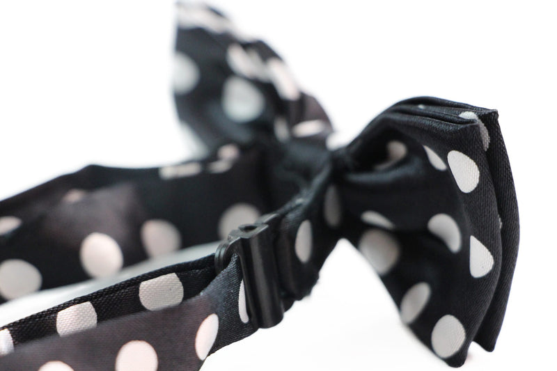 Boys Black With White Large Polka Dots Patterned Bow Tie - Zasel Home of Big Brands