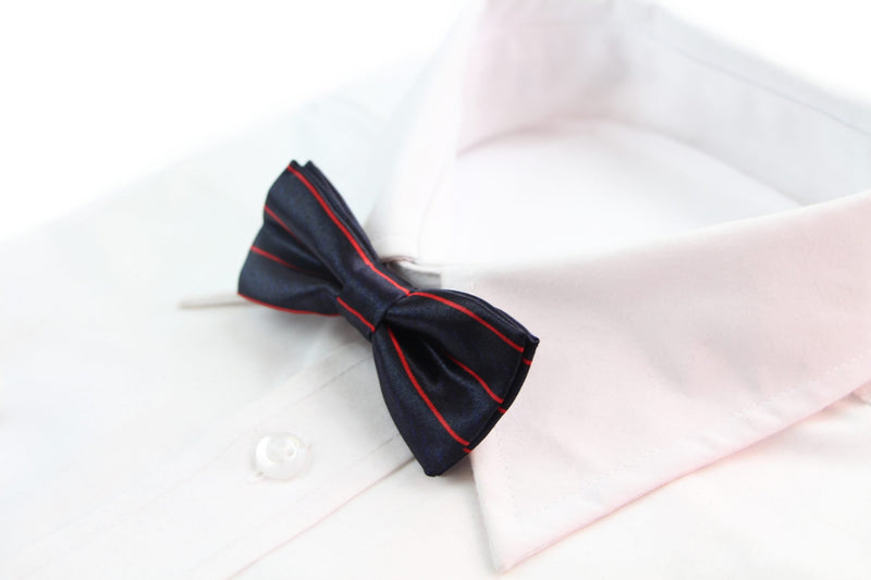 Boys Gunmetal With Red Stripes Patterned Bow Tie - Zasel Home of Big Brands