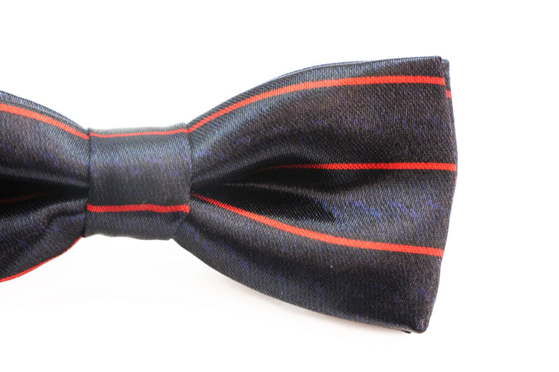 Boys Gunmetal With Red Stripes Patterned Bow Tie - Zasel Home of Big Brands