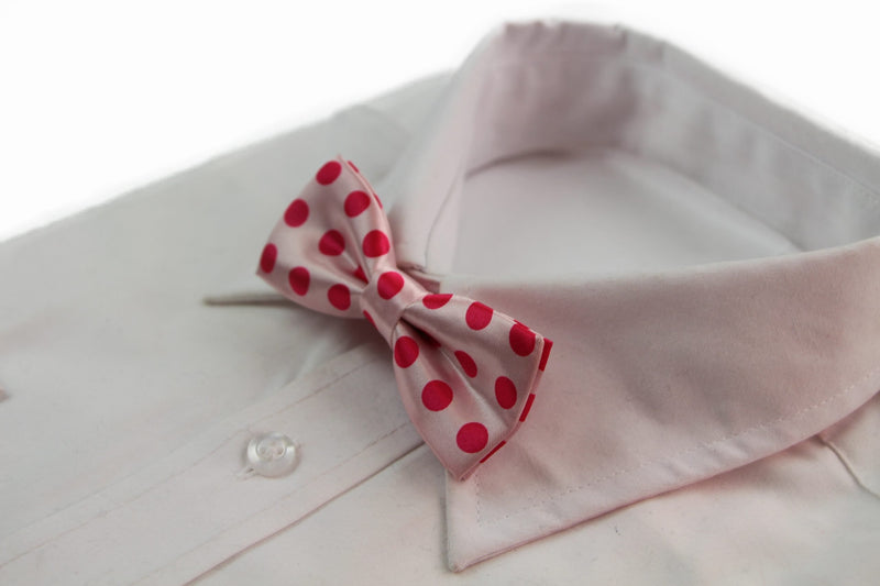 Boys Baby Pink With Hot Pink Large Polka Dots Patterned Bow Tie - Zasel Home of Big Brands