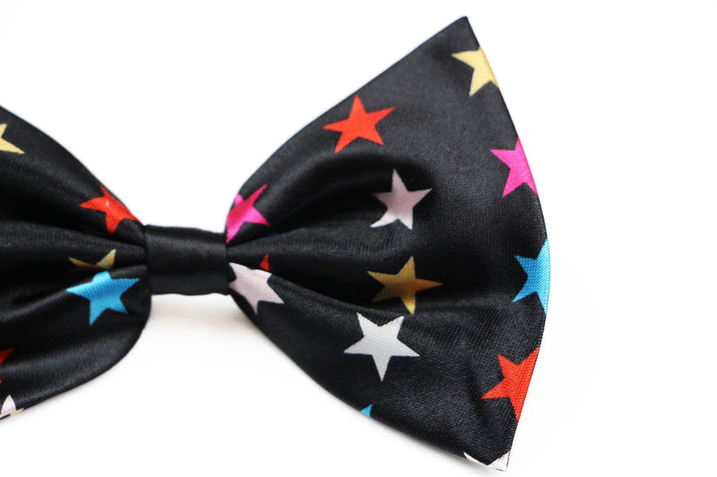 Boys Black With Multicoloured Stars Patterned Bow Tie - Zasel Home of Big Brands