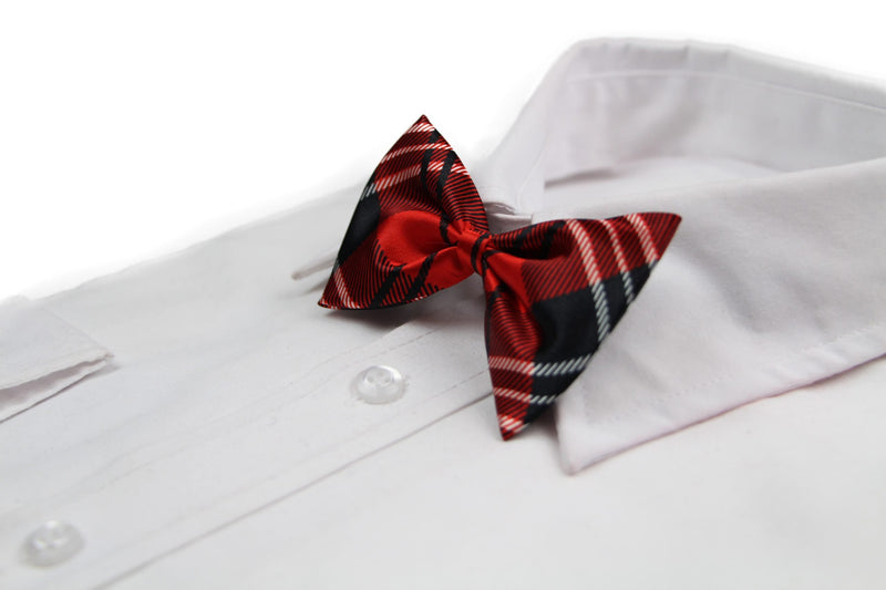 Boys Red, Black & White Plaid Patterned Bow Tie - Zasel Home of Big Brands