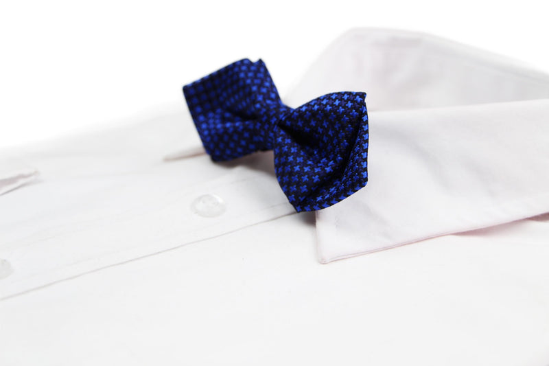 Boys Diamond Navy & Blue Crosses Patterned Cotton Bow Tie - Zasel Home of Big Brands