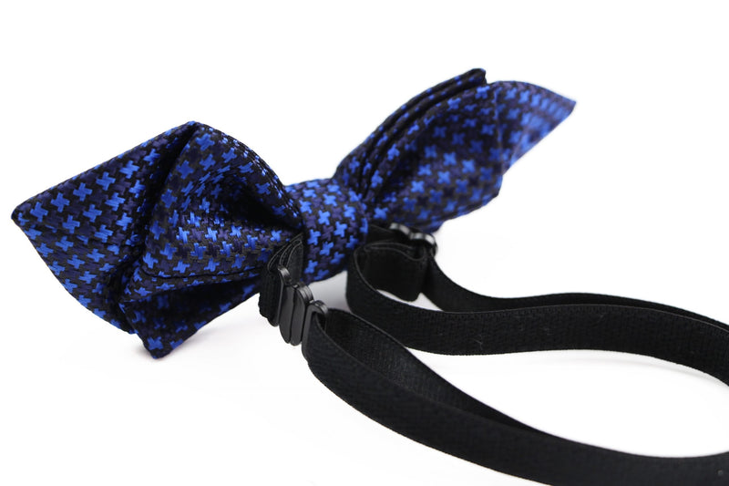 Boys Diamond Navy & Blue Crosses Patterned Cotton Bow Tie - Zasel Home of Big Brands