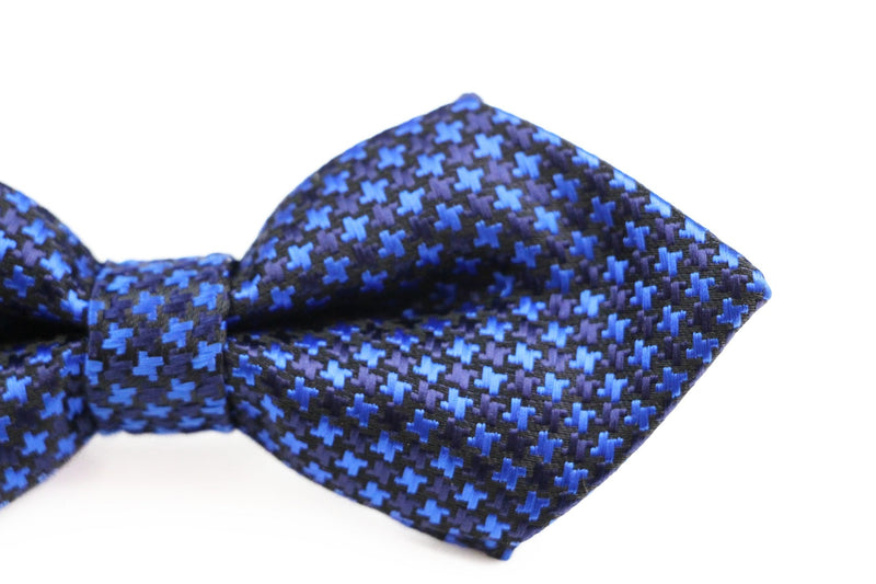 Boys Diamond Navy & Blue Crosses Patterned Cotton Bow Tie - Zasel Home of Big Brands