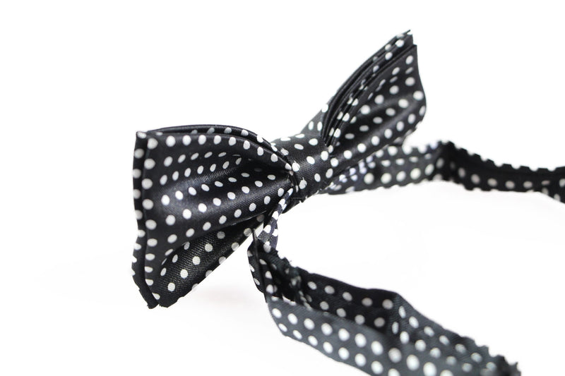 Boys Black With White Small Polka Dots Patterned Bow Tie - Zasel Home of Big Brands